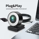 Webcam V30 1080P com microfone e luz de anel, webcam plug and play, brilho ajustável, webcam de streaming, webcam USB para PC desktop MAC, Zoom Skype YouTube