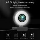 Webcam V30 1080P com microfone e luz de anel, webcam plug and play, brilho ajustável, webcam de streaming, webcam USB para PC desktop MAC, Zoom Skype YouTube