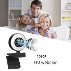 Webcam V30 1080P com microfone e luz de anel, webcam plug and play, brilho ajustável, webcam de streaming, webcam USB para PC desktop MAC, Zoom Skype YouTube