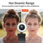 Webcam V30 1080P com microfone e luz de anel, webcam plug and play, brilho ajustável, webcam de streaming, webcam USB para PC desktop MAC, Zoom Skype YouTube