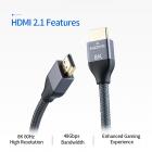 Cavo HDMI 8K 6.6ft, HDMI 2.1 Cavo HDMI intrecciato in nylon ad alta velocità 48 Gbps con eARC HDR10