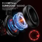 USB-gamingheadset Virtuellt surroundljud Trådbundet öronmonterat PC-headset med mikrofoner och LED-ljus, för PS4 / PS5 / Mac / bärbara datorer
