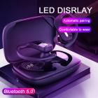 Fones de ouvido sem fio Fones de ouvido Bluetooth 48H Play Back Fones de ouvido TWS Deep Bass in Ear à prova d'água com microfone LED display para esportes preto