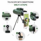 12 x 50 HD Kompakt Monokulär, BAK4 Prism, Vattentät, med Stativ och Telefonhållare