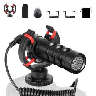 Mikrofon do kamery, superkardioidalny mikrofon typu shotgun 3,5 mm do kamery, DSLR, iPhone i smartfonów z systemem Android, z mocowaniem przeciwwstrząsowym i redukcją szumów, kompatybilny z kamerami Canon EOS, Nikon i Sony, Kentfaith