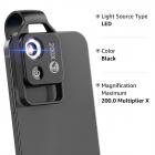 Mikroskop telefonu z CPL soczewką/światłem LED, najlepszy czytnik mikroskopowy 200X z uniwersalnym klipsem do telefonu nadzory z telefonem iPhone/Andriod- aby się mikroświatem dla dzieci i dorosłych