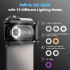 Makro telefon objektiv med 100X / 150X / 200X objektiv i 1 sæt indbygget CPL filter LED lys