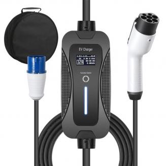 32A eurooppalainen standardi tyyppi 2 kannettava EV pikalaturi, CEE-pistoke, vaihdettava virtalatauslaatikko 16/26/32A laturi (5M kaapeli, 220V, 7kw)