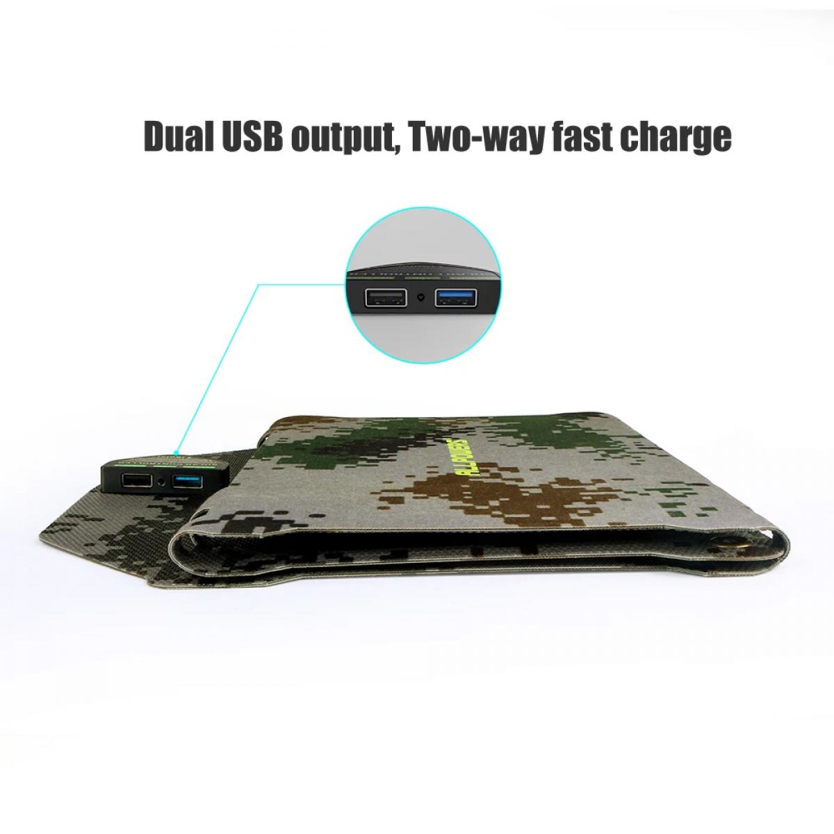 20 watin taitettava IP67pitävä ETFE Monokiteinen kannettava aurinkopaneeli USB QC3.0 matkapuhelimille, kannettaville tietokoneille, voimalaitoksille reppumiseen, retkeilyyn, vaeltamiseen ja enemmän