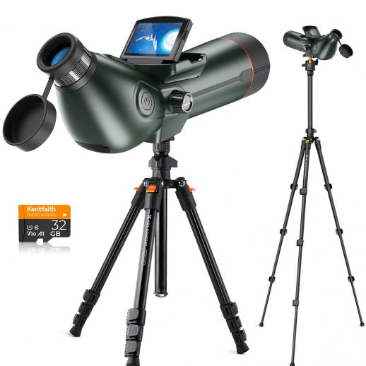 Telescopio Monocular con Trípode para Observación de Aves con Cámara Video 4K Foto 30MP Pantalla de 3" para Luna Estrellas Kentfaith