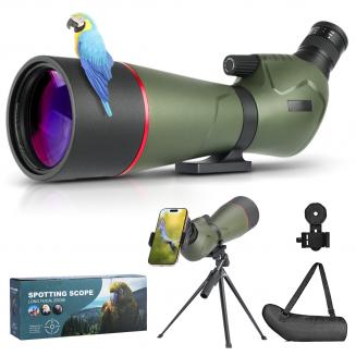 20-60x80 Spotting Scope con Treppiede & Adattatore per Telefono, Lente FMC con Prisma BAK4, per Bird Watching, Caccia, Tiro a Bersaglio, Osservazione della Fauna Selvatica, Kentfaith