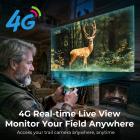 Câmera de Trilha 4G com Transmissão ao Vivo, Vídeos 1080P, Fotos 36MP, Painel Solar 3W, Gatilho Rápido de 0.3s, Visão Noturna de 65ft, IP68 à Prova d'Água, Kentfaith