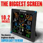 Wi-Fi Sääasema, 10,2 tuuman suuri näyttö Langaton sääasema, Sääasemat Langaton sisätiloissa ulkona sademittarilla ja tuulen määrälla, Sääennuste, Tuulimittari, Wunderground