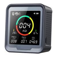 Rileva CO2, 6-in-1 monitor di qualità dell'aria interna, PM2.5, PM10, AQI, temperatura e umidità con allarme, per camere, cantine, tende di coltivazione, uffici, ecc.