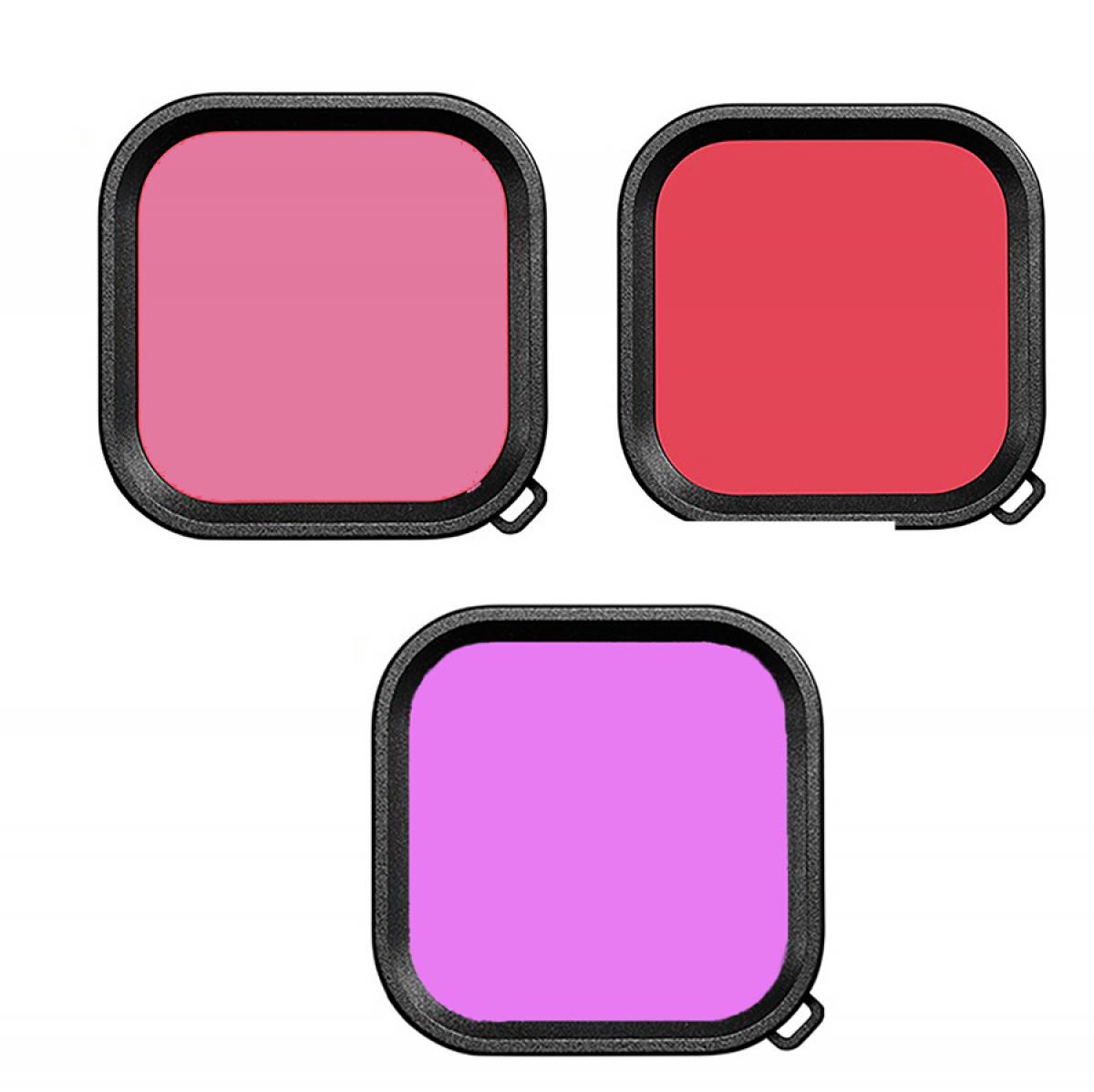 3-delat dykfilterkit + vattentätt fodral för GoPro Hero 9/10 svart, undervattensfotograferingsfodral + 3-delat dykfilterset för GoPro Hero 9/10 svart