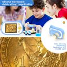 Lasten elektronimikroskooppikamera kaksi-yhdessä, 15 miljoonaa pikseliä, 0-200-kertainen suurennus, 2 tuuman silmiensuojanäyttö, lasten makrokamera DV-videotoiminnolla, sopii lasten ulkohavaintoon ja valokuvaukseen sininen