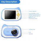 Lasten elektronimikroskooppikamera kaksi-yhdessä, 15 miljoonaa pikseliä, 0-200-kertainen suurennus, 2 tuuman silmiensuojanäyttö, lasten makrokamera DV-videotoiminnolla, sopii lasten ulkohavaintoon ja valokuvaukseen sininen