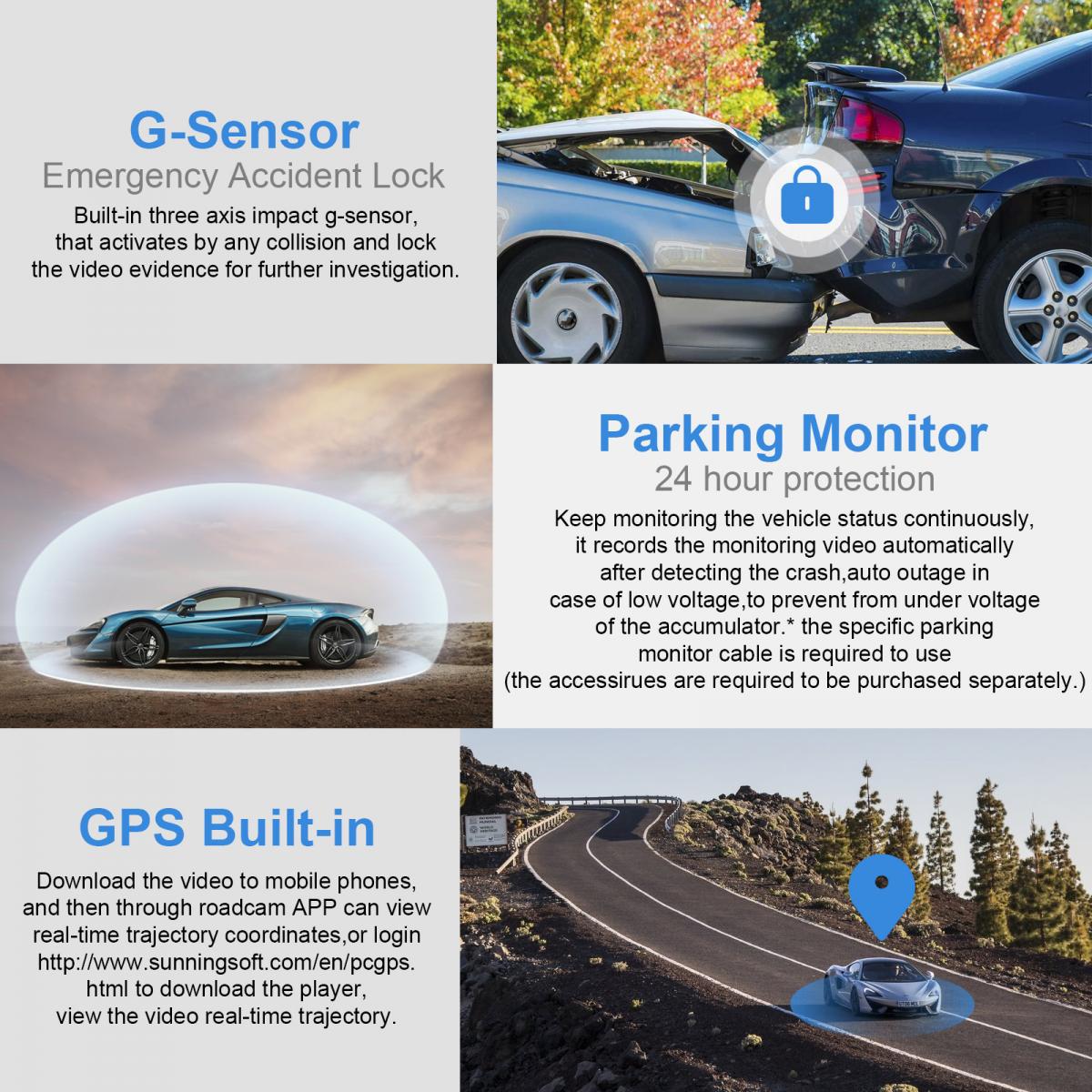 V53 3.0" IPS 4K HD Car Recorder com ângulo de gravação de 170° com sensor G, GPS, WiFi, gravação em loop, monitoramento de estacionamento, visão noturna (4K @3840*2160P)