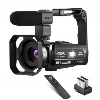 4k-videokamera videokamera YouTube Ultra HD:lle 4K 48MP videoblogikamera mikrofonilla ja kaukosäätimellä WiFi-digitaalikamera 3,0" IPS-kosketusnäyttö IR Night Vision 2 paristoa