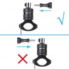 Maastopyörän polkupyörän moottoripyörän ohjaustangon kiinnityspuristin alumiiniseoksesta valmistettu kiinnike sopii GoPro Heroon 11/10/9/8 musta toimintakamera Insta360 One x2 x3 360 DJI OSMO action 2 3