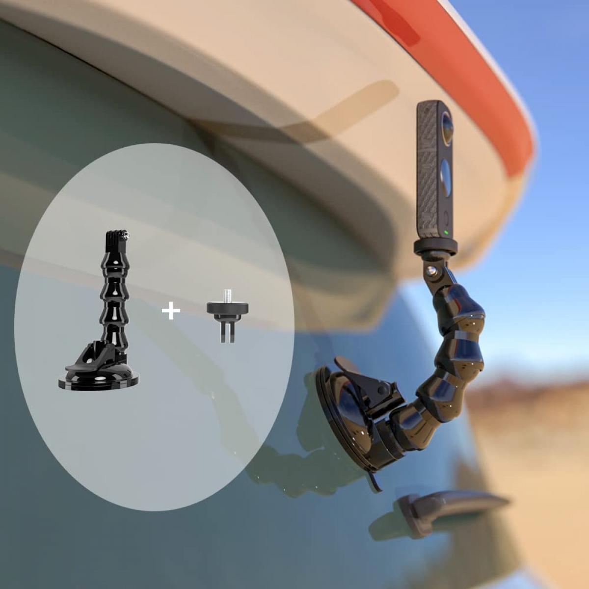 Gooseneck Extension imukuppiautoteline puhelintelineellä Gopro Hero 11:lle, Hero 10/9/8/7/6/5, DJI actionille, iPhonelle, Samsung Galaxylle, google pixelille jne.