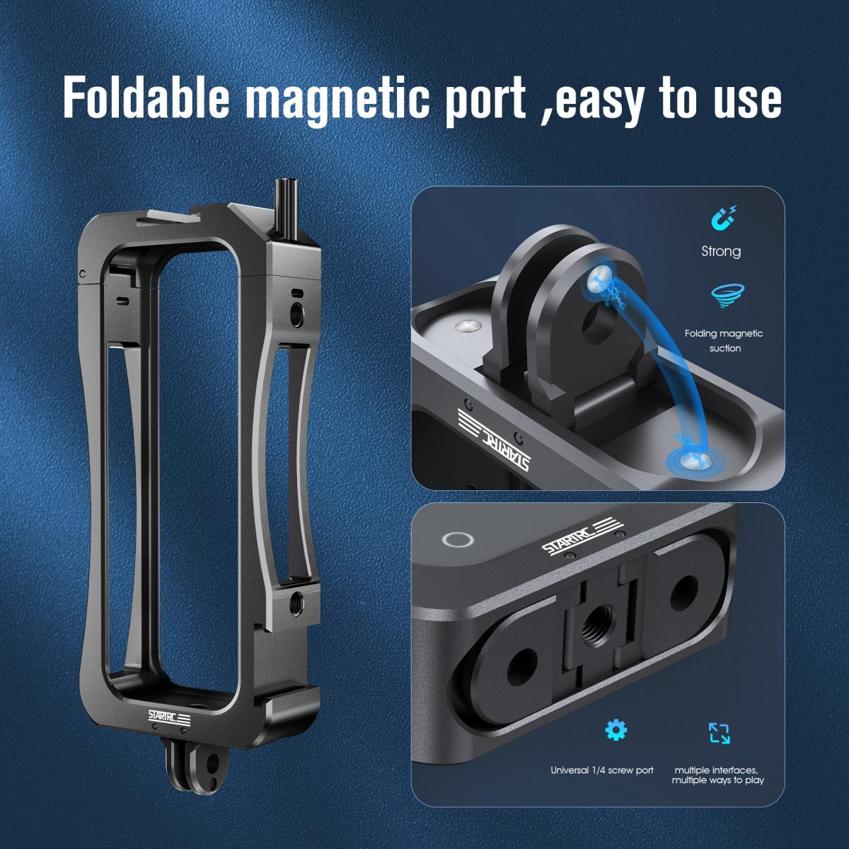 Video Vlogging -kamerakotelo Insta360 x3:lle, alumiininen videoteline 1/4" kierrekiinnikkeellä, 2 kylmäkenkäkiinnitystä mikrofonille ja LED-valolle