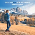 UHD 4k 64MP videokamera med 18X digital zoom, digitalkameraoptager, 4,0" flip-touchskærm, mikrofon, fjernbetjening, 64 GB SD-kort, to batterier