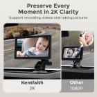 7in Display Baby Bil Kamera med 2K HD Kamera Night Vision 3X Zoom