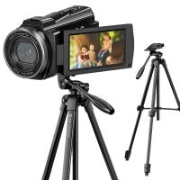 Caméscope 5K 48MP avec Écran Tactile Basculant pour Vlogging, Caméra Vidéo HD WiFi avec Vision Nocturne IR, Trépied en Aluminium, Télécommande, Adapté à la Réalisation de Films, Débutants YouTube