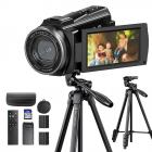 Videocamera 5K met 48MP-foto’s, WiFi, IR-nachtzicht, touchscreen en statief