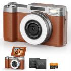 4K digitalkamera til fotografering med blitz + objektiv-lysfyld og 180° vipbar skærm Kentfaith