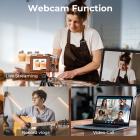 4K digitalkamera til fotografering med blitz + objektiv-lysfyld og 180° vipbar skærm Kentfaith