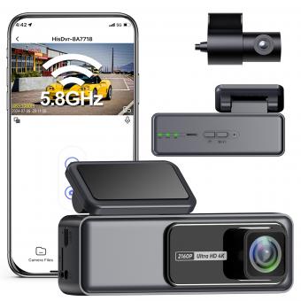 4K Dash Cam Fram Och Bak Med WIFI 170°Vidvinkel G-Senosr Kentfaith