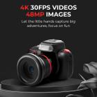 4K digitalkamera for barn med doble 48 MP kameraer, 10X zoomring, autofokus, for 3-12 år yngre