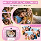 Kids Camera Instant Print Färgfoton, Fram- och Bakre Dual Selfie, 1080P HD Video för 3-12, Rosa, Kentfaith