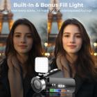 4K videokamera, 64MP fotos, WiFi-forbindelse, 28X zoom, trådløs mikrofon, fuld farve NV, Kentfaith