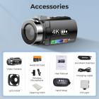 4K videokamera, 64MP fotos, WiFi-forbindelse, 28X zoom, trådløs mikrofon, fuld farve NV, Kentfaith