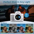 Fotocamera Digitale Compatta, Video 2K Foto 48MP, Bokeh stile DSLR, Zoom 16X, Stabilizzazione EIS, Kentfaith