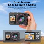 4K 64MP Digital Kamera Dual Skærm Selfie, 18X Zoom, 32GB Kort & 2 Batterier til Begyndere YouTube Vlog, Kentfaith