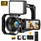 8K videokamera, 64MP fotos, WiFi-forbindelse, 2 batterier, fjernbetjening, 64GB-kort, Kentfaith