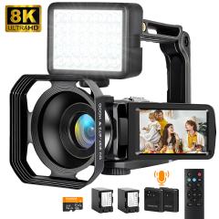 Videocamera 8K 64MP met WiFi, IR-Nachtzicht, 18× Digitale Zoom en Draadloze Microfoon