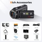 8K videokamera, 64MP fotos, WiFi-forbindelse, 2 batterier, fjernbetjening, 64GB-kort, Kentfaith