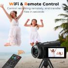 8K Ultra-HD videokamera, 64MP videokamera med SONY CMOS-sensor & innebygd fyllingslys, WiFi-tilkobling & overføring, stativ, mikrofoner, 2 batterier, fjernkontroll, 64GB-kort, Kentfaith