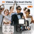 8K Camcorder with 64MP Photo, HDMI Output for Live Streaming, WiFi File Transfer, Built-in Fill Light, Wireless Microphone, 18X Zoom, 2 Batteries, Tripod, Remote Control, 64GB Card, Kentfaith