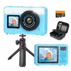 Cámara Submarina para Niños 4K 48MP, 3M Impermeable, Pantalla Dual, para Buceo y Natación, Incluye Estuche de Almacenamiento EVA, Trípode, Kentfaith