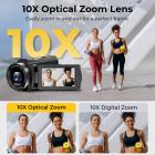 Videokamera med 5K Video, 10x Optisk Zoom, Dobbelt Batteri, WiFi Overførsel, Fjernbetjening, 6-aksels Stabilisering, Kentfaith