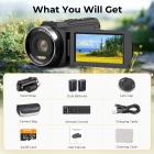 Videokamera med 5K Video, 10x Optisk Zoom, Dobbelt Batteri, WiFi Overførsel, Fjernbetjening, 6-aksels Stabilisering, Kentfaith