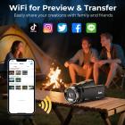 5K videokamera med 10X optisk zoom, 30FPS videokamera, aluminiumstativ, WiFi-overføring, fjernkontroll, 6-aksers stabilisering, doble batterier, Kentfaith