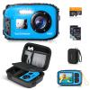 Onderwatercamera voor kinderen 4K 48MP, 10FT/3M waterdicht, dubbel scherm, voor snorkelen zwemmen Kentfaith