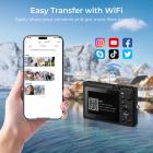 5K 75MP Kompakt Digitalkamera, 3 Linse 12X Zoom Autofokus for YouTube Vlogging, Kompakt Stativ, Kameraveske, 32GB Kort 2 Batterier, Kentfaith